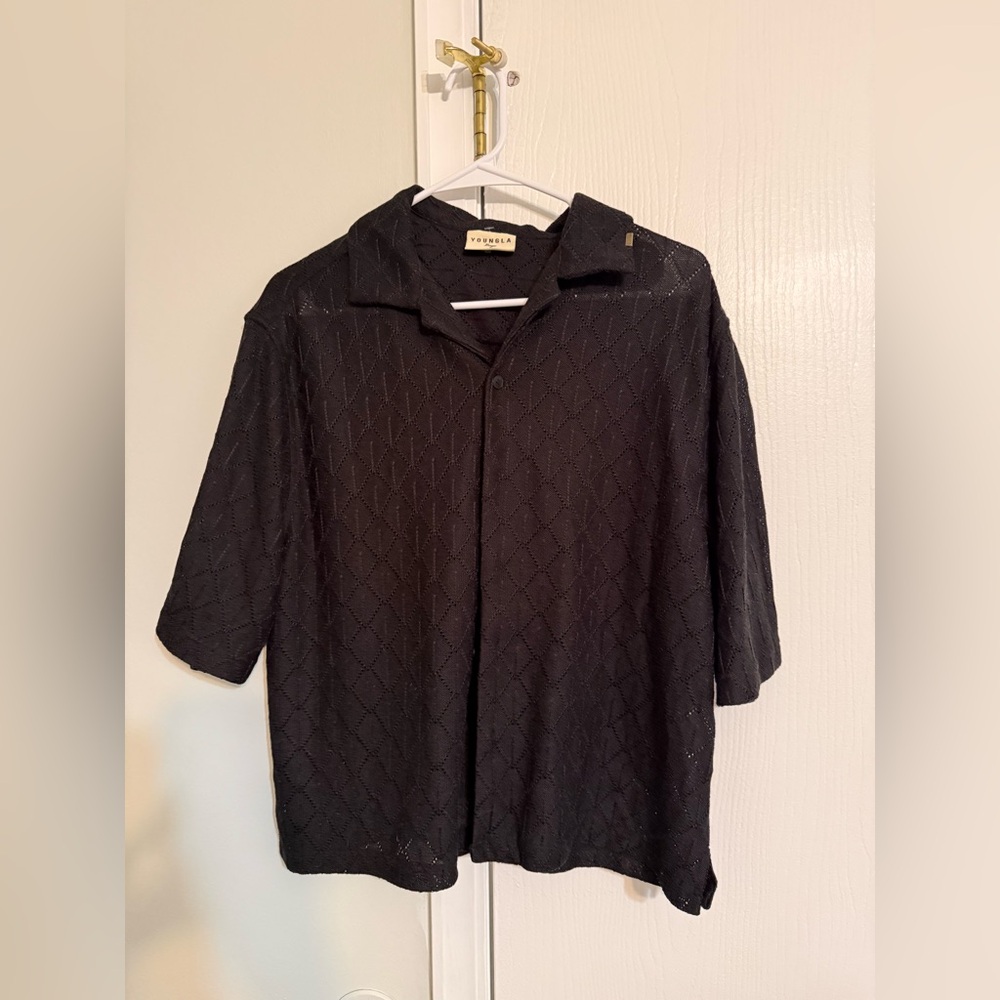 YoungLA 4141 - SWAGGY CROCHET BUTTON UPS BLACK